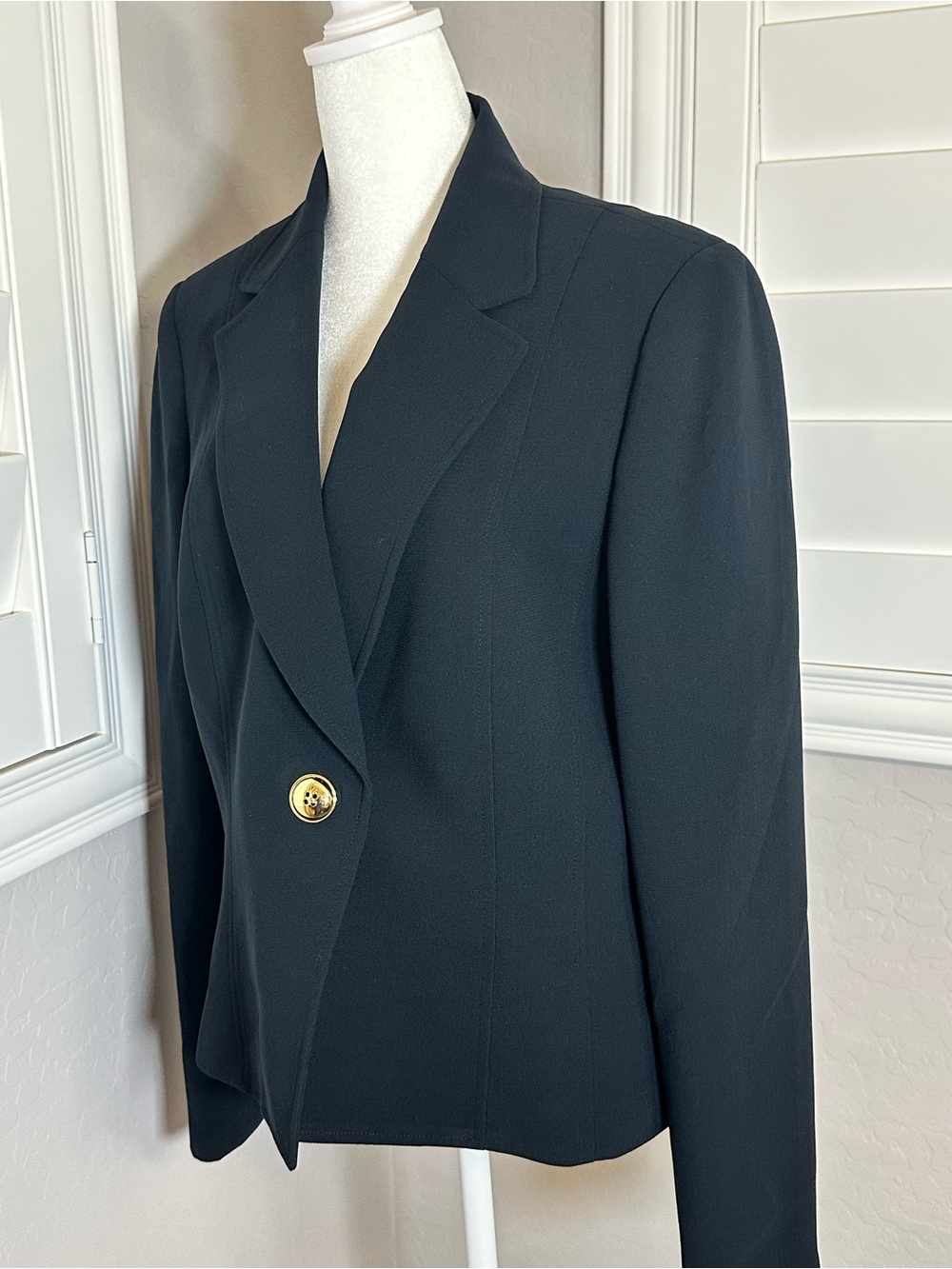 Tahari Black Blazer with Single Gold Button - Picture 2 of 6